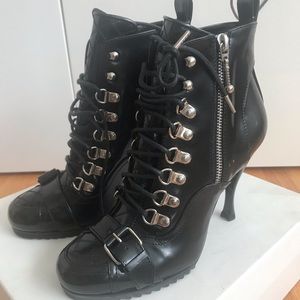 Women’s Balenciaga black leather bike ankle boots